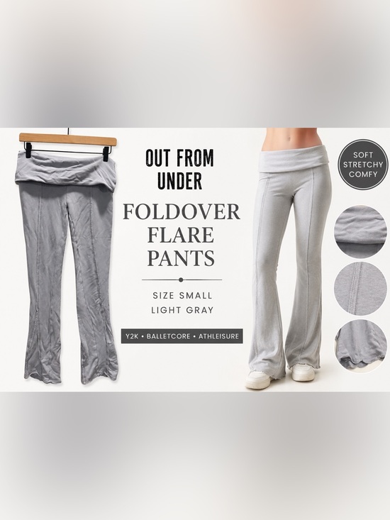 Out From Under Pants - Out From Under Gray Foldover Flare Leggings Pants Size Small